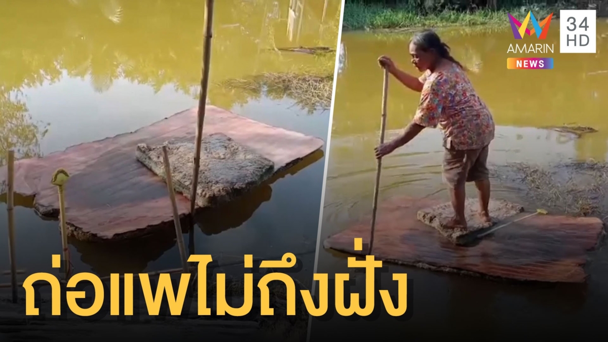 หญิงชราถ่อแพโฟมเอาอาหารให้แมว แต่ตกน้ำดับสลด