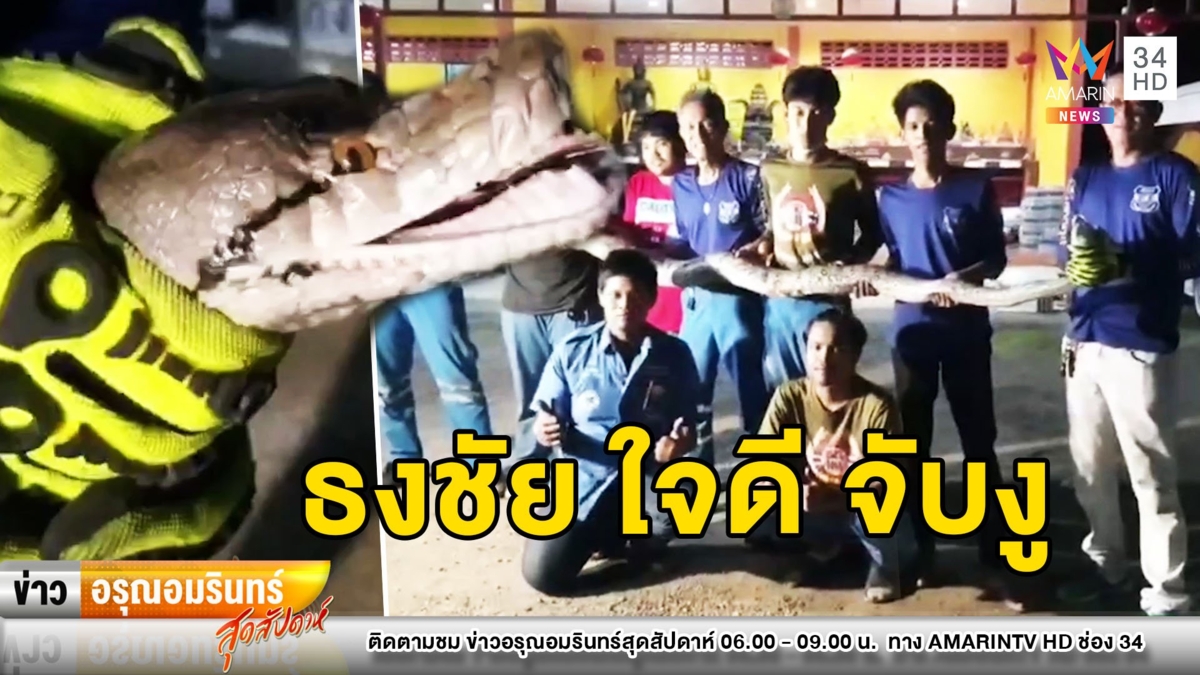 ไม่ได้นอน! กู้ภัยกว่า 10 ชีวิตช่วยกันจับ “งูเหลือม” ยื้อนานกว่า 4 ชม.