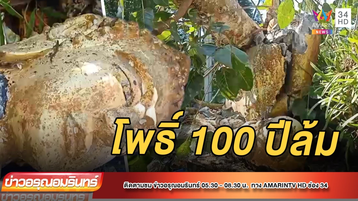 ต้นโพธิ์ อายุ 100 ปี ทับพระพุทธรูป เศียรขาด เรือพัง สูบครึ่งล้าน