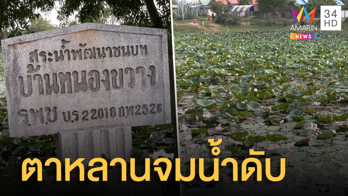 ตาหลานนั่งกระบะผสมปูนเก็บดอกบัวพลิกคว่ำจมน้ำดับคู่