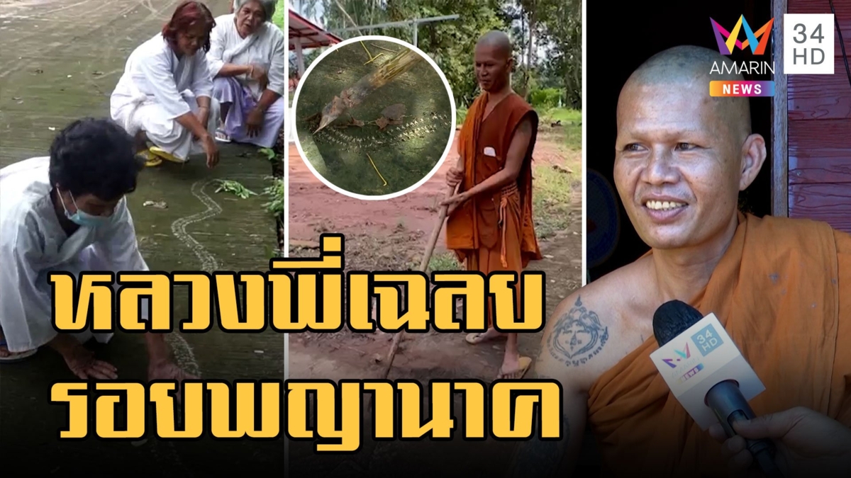 รอยพญานาคปริศนาโผล่ในวัด ชาวบ้านจัดขันธ์ 5 ไหว้ หลวงพี่เฉลยความจริงสุดอึ้ง
