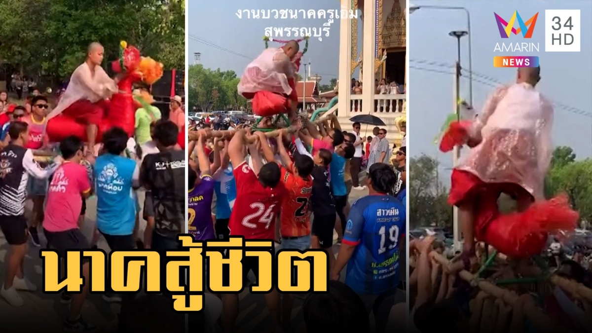 นาคสู้ชีวิต! ขี่ม้าแห่นาค เกือบขิตก่อนได้บวช ชาวเน็ตลุ้นแล้วลุ้นอีก