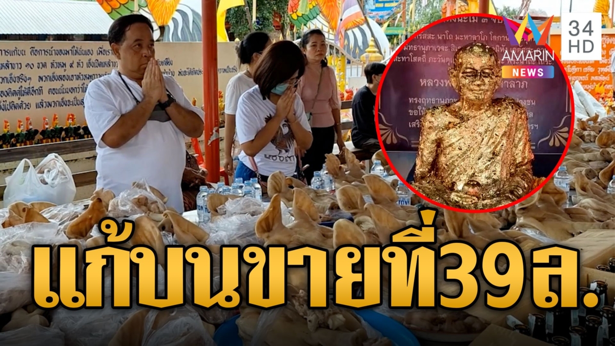 แก้บนชุดใหญ่! ขายที่ดิน 39 ล้านได้ ขนหัวหมู 99 หัวถวายหลวงพ่อเคลือบ