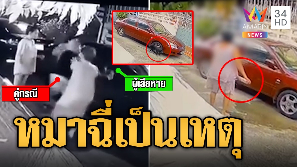 หมาฉี่ใส่ล้อรถ หนุ่มเจ้าของหมาฉุนโดนด่าถูกฉีดยาฆ่าแมลงใส่บุกตบร่วงพื้น