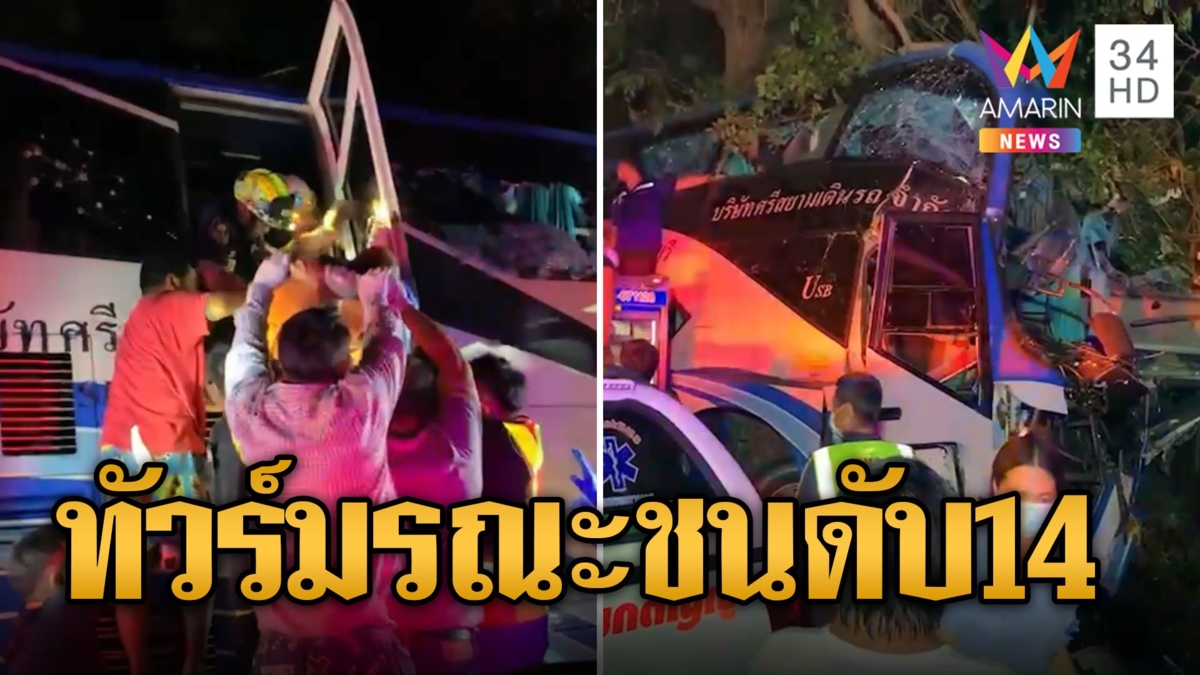 ทัวร์มรณะ! เสียหลักชนต้นไม้แยกสองท่อนดับ 14 เจ็บอื้อ
