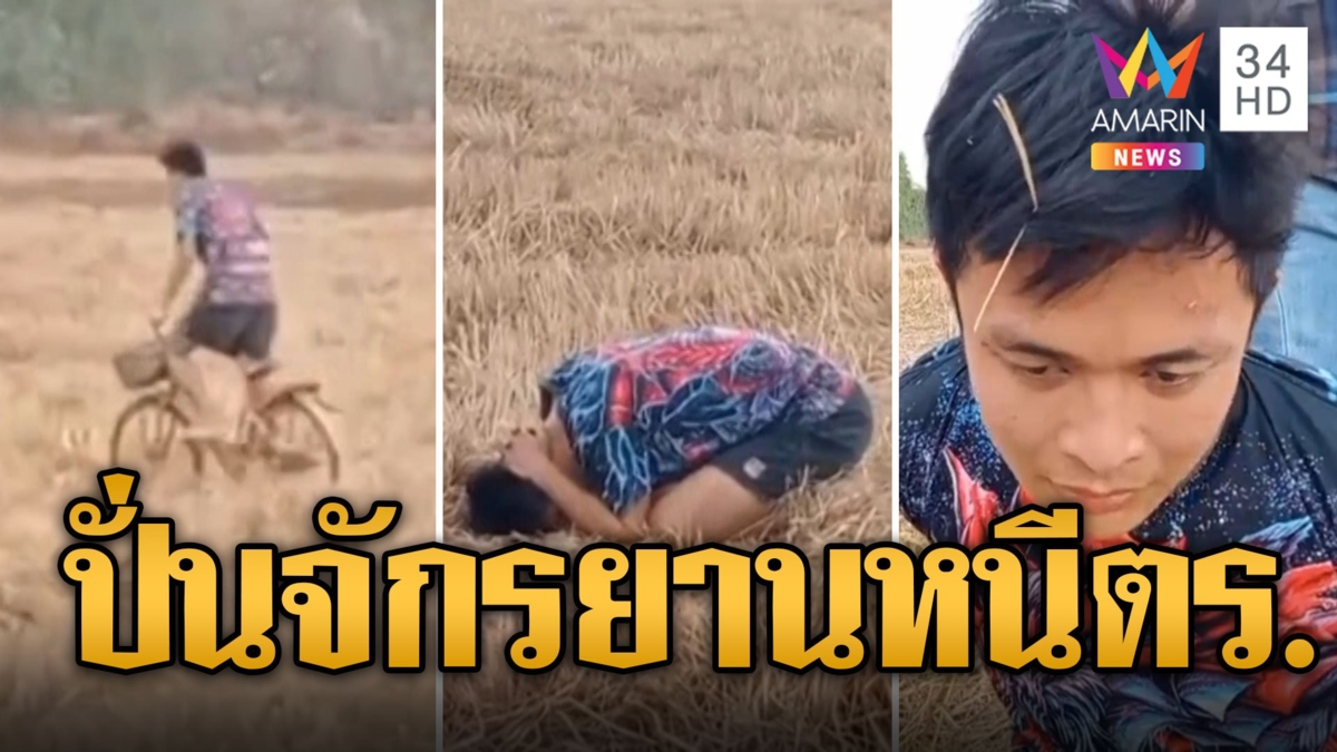 พ่อค้ายาหอบแฮก ปั่นจักรยานหนี ตร.กลางทุ่งนาไม่รอดโดนจับ