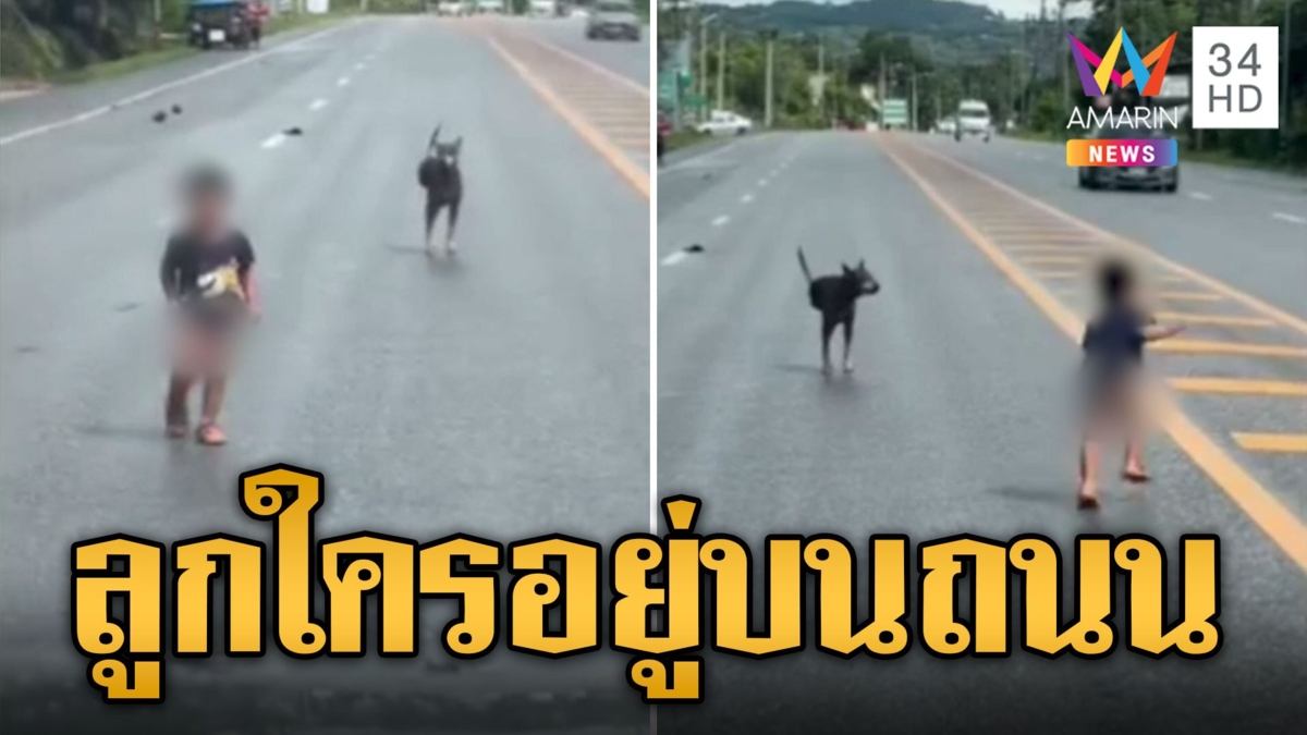 เบรกเอี๊ยด! เด็กวิ่งเล่นกลางถนน รถบีบแตรสนั่นหวิดเกิดเหตุสลด