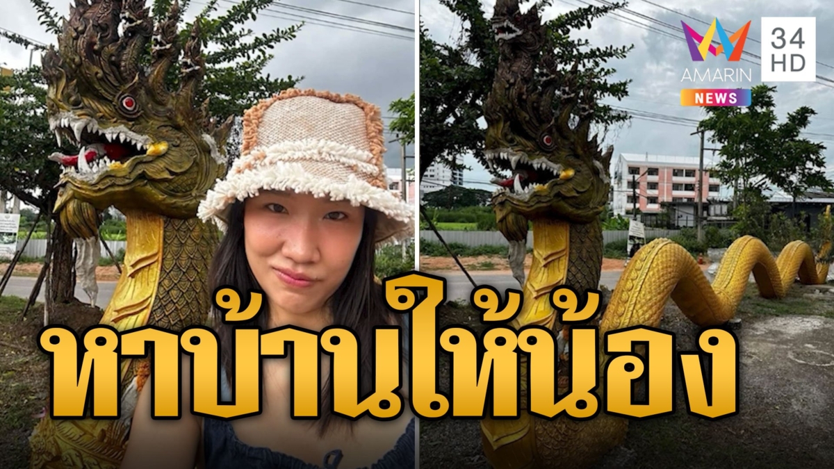 หาบ้านให้น้อง! สาวประกาศให้ฟรีรูปปั้นพญานาคสีทอง
