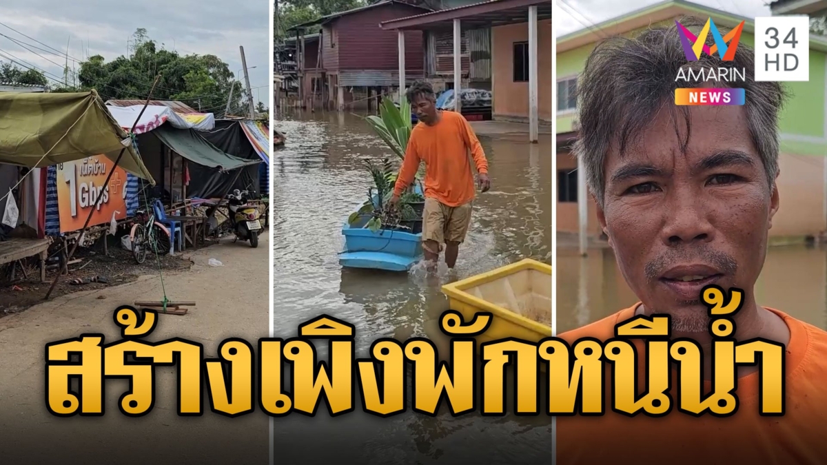 บางระกำ ชอกช้ำ! น้ำท่วมน้ำขึ้นวันละศอก คุ้มแม่ย่าสร้างเพิงพักชั่วคราว