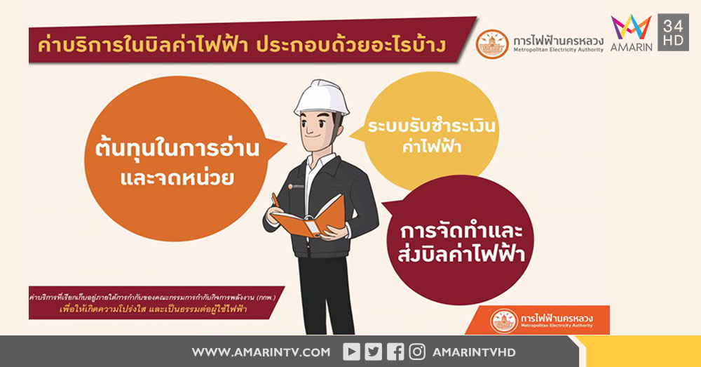 ใบแจ้งค่าไฟฟ้า มีค่าอะไรบ้าง? การไฟฟ้านครหลวงขอชี้แจง