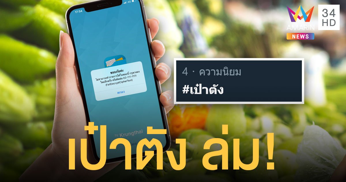 โซเชียลบ่นขรม แอปฯ "เป๋าตัง" ล่ม! ใช้จ่ายไม่ได้