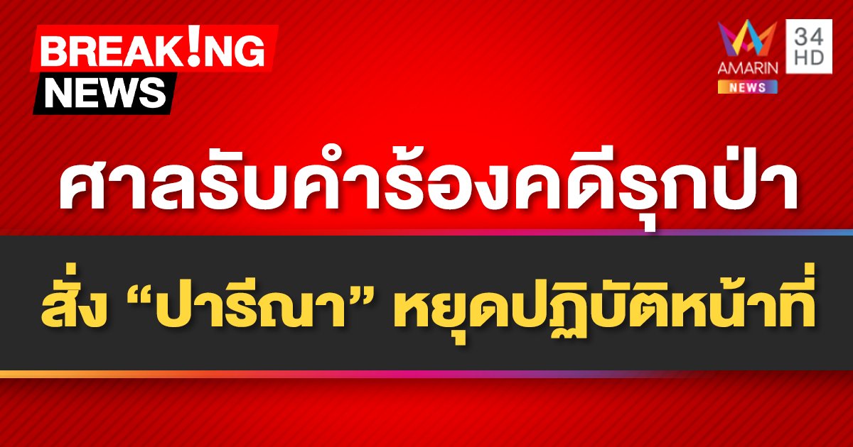 ศาลรับคำร้อง คดีรุกป่า สั่ง ปารีณา หยุดปฏิบัติหน้าที่