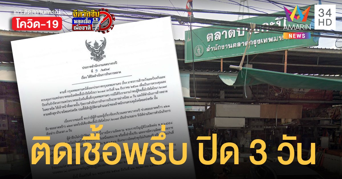 คลัสเตอร์ตลาดบางกะปิ ติดโควิดพรึ่บ! สั่งปิด 3 วัน-ลุยตรวจเชิงรุก