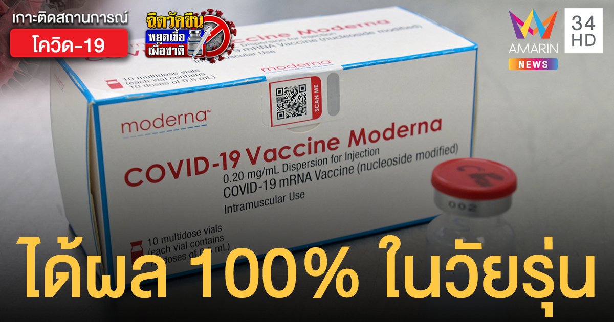 โมเดอร์นา เผยวัคซีนได้ผล  100% ในวัยรุ่น 12-17 ปี ลุ้นอนุมัติใช้ในสหรัฐฯ ก.ค.นี้