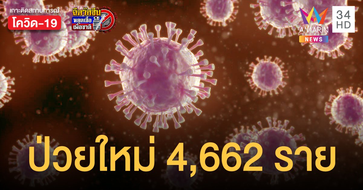 โควิดวันนี้ 29 มิ.ย.64 ยอดติดเชื้อใหม่ 4,662 ราย ดับเพิ่มอีก 36 ศพ