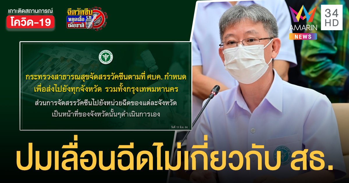 สธ. ยันกระจายวัคซีนตามแผน ศบค. ปม รพ.เอกชน เลื่อนฉีด กทม. ต้องตอบคำถามนี้เองว่าทำไม