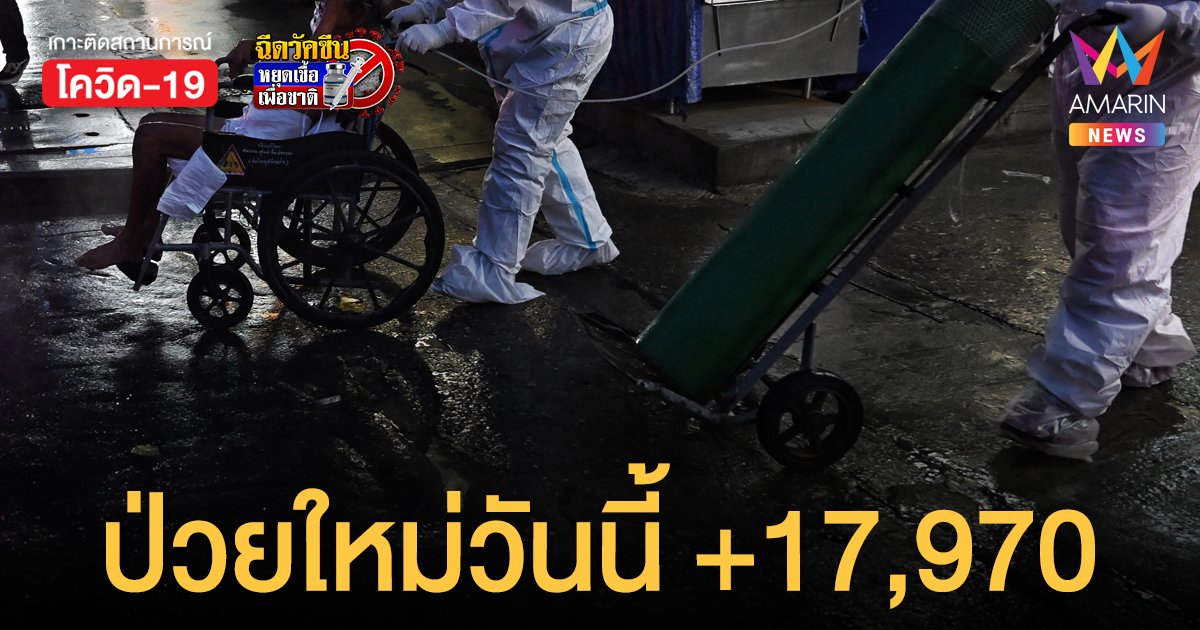 โควิดวันนี้ 2 ส.ค.64 ยอดติดเชื้อใหม่ 17,970 ราย ดับเพิ่มอีก 178 ราย