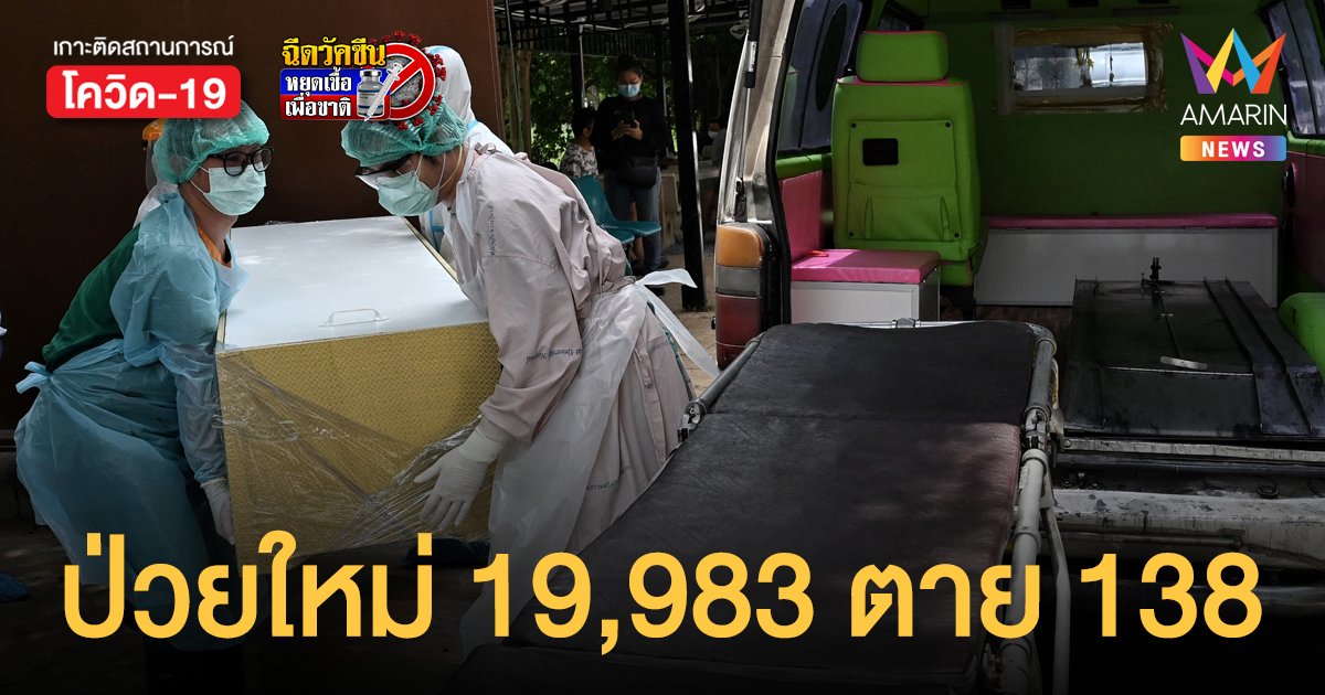 โควิดวันนี้ 8 ส.ค.64 ยอดยังเฉียดสองหมื่น ป่วยใหม่ 19,983 ราย ตายเพิ่ม 138 คน