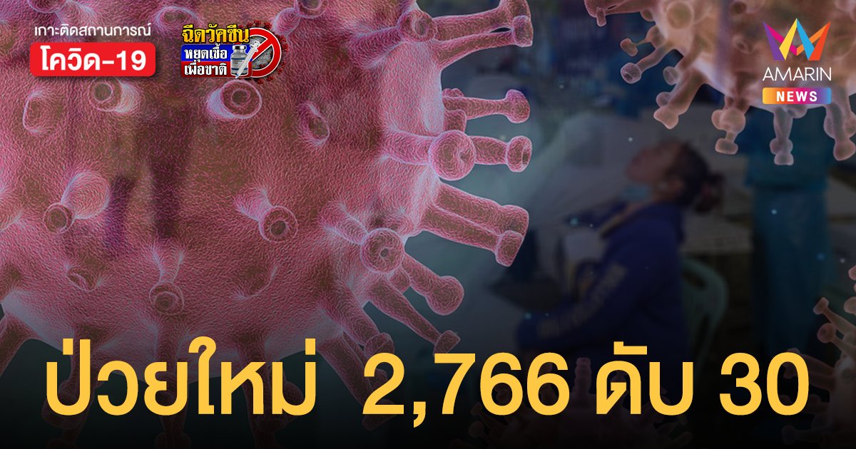 โควิดวันนี้ 25 ธ.ค.64 ป่วยใหม่  2,766 ราย รักษาหาย  3,805 ราย ตายเพิ่ม 30 คน