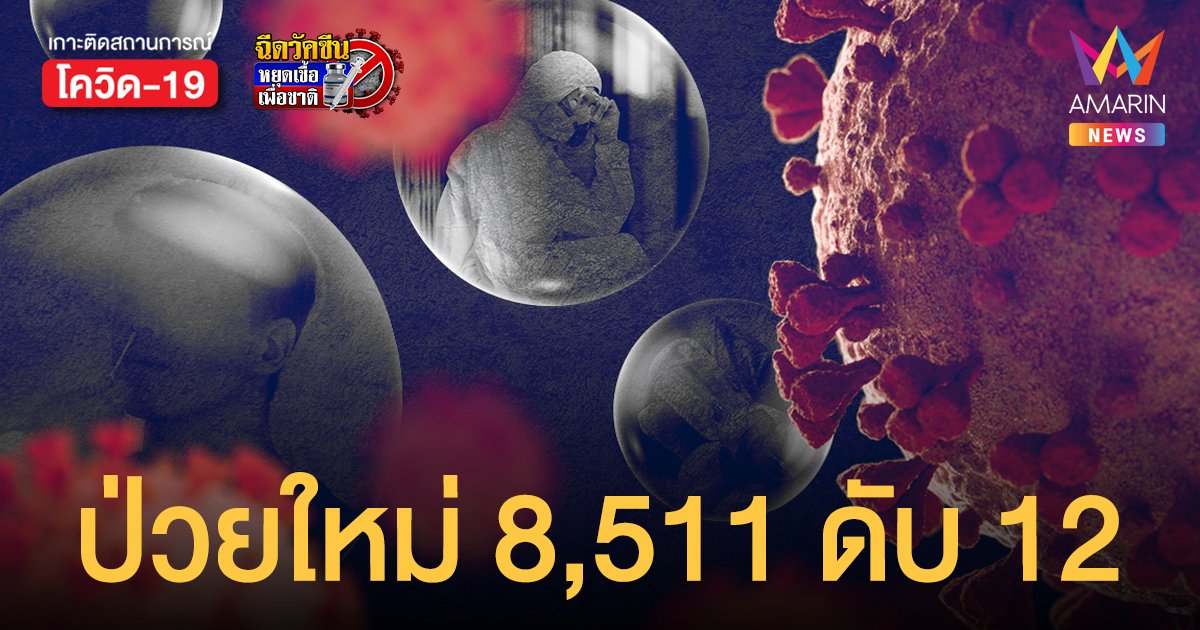 โควิดวันนี้ 9 ม.ค.65 ป่วยใหม่ 8,511 ราย รักษาหาย 2,605  ราย ตายเพิ่ม 12 คน