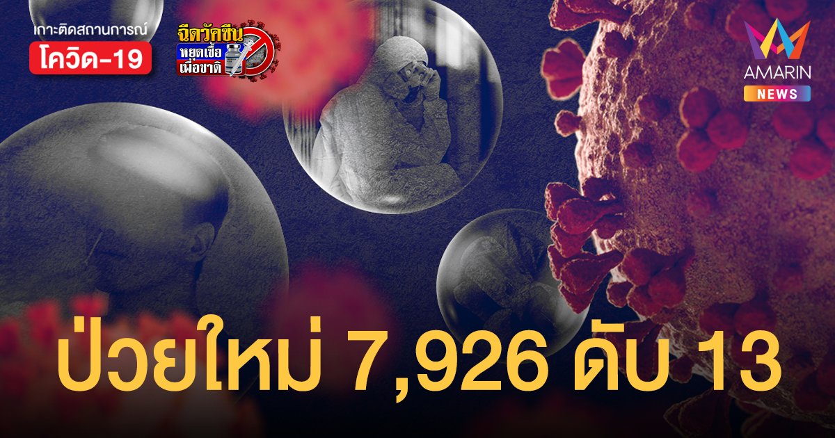 โควิดวันนี้ 10 ม.ค.65 ป่วยใหม่ 7,926 ราย รักษาหาย 3,612  ราย ตายเพิ่ม 13 คน