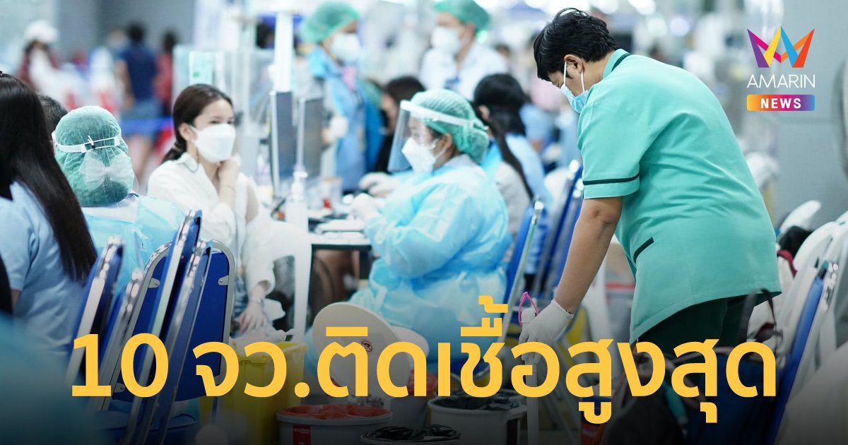 10 จังหวัดติดเชื้อรายใหม่สูงสุด ประจำวันที่ 13 เม.ย.65