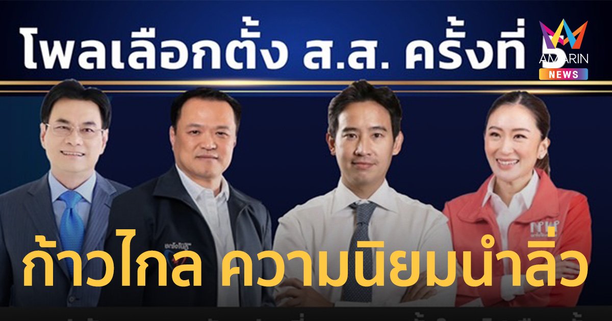 “ซูเปอร์โพล” ชี้ “ก้าวไกล” ความนิยมนำลิ่ว ทิ้งห่าง “เพื่อไทย”