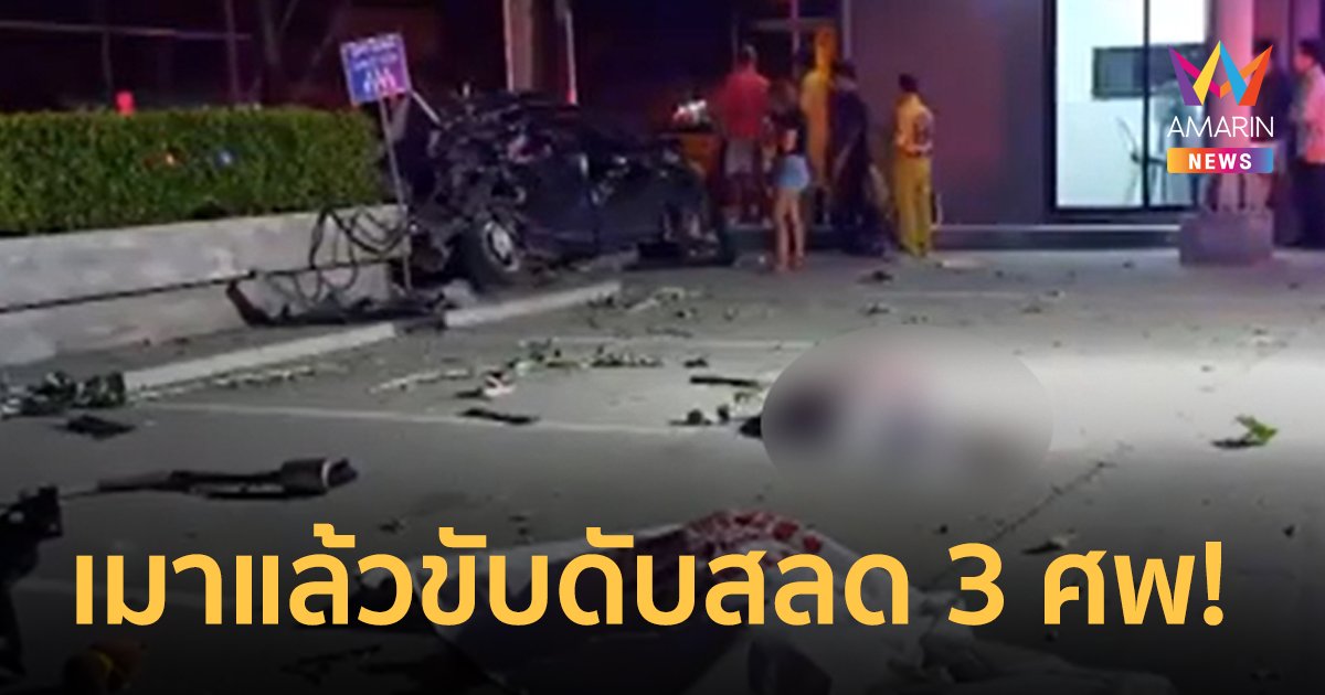 สลด! หนุ่มใหญ่เมาแล้วขับชนเสาไฟฟ้า เพื่อนที่มาด้วยกันดับสลด 3 ศพ