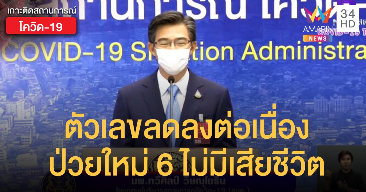 สถานการณ์โควิด-19 วันที่ 1 พ.ค. ตัวเลขลดลงต่อเนื่อง ป่วยใหม่ 6 รายไม่มีเสียชีวิต