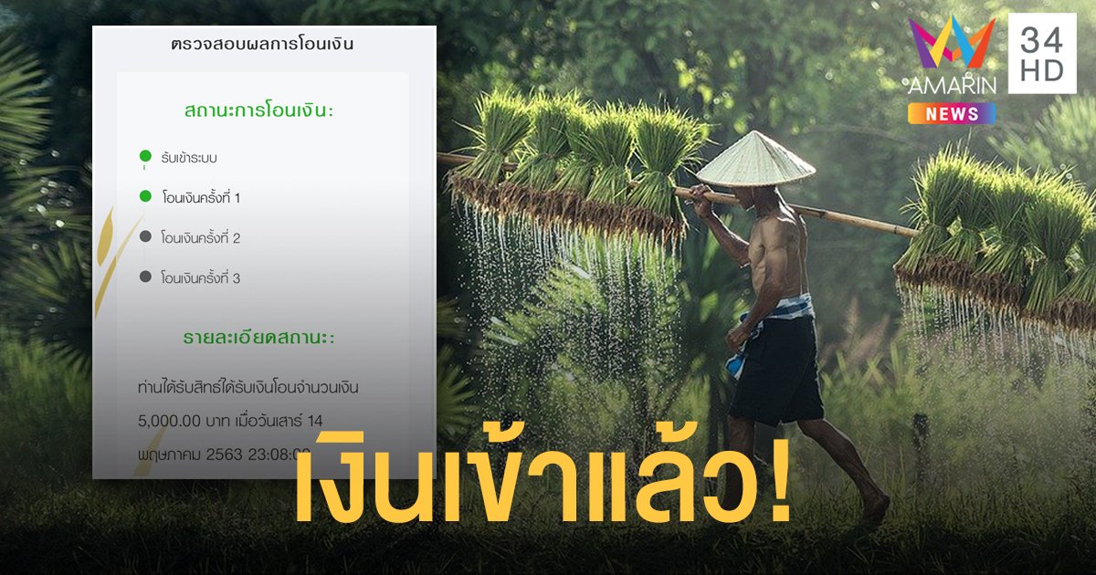 เช็คเลย! www.เยียวยาเกษตรกร .com โอนเยียวยา 5 พันวันนี้ 1 ล้านราย