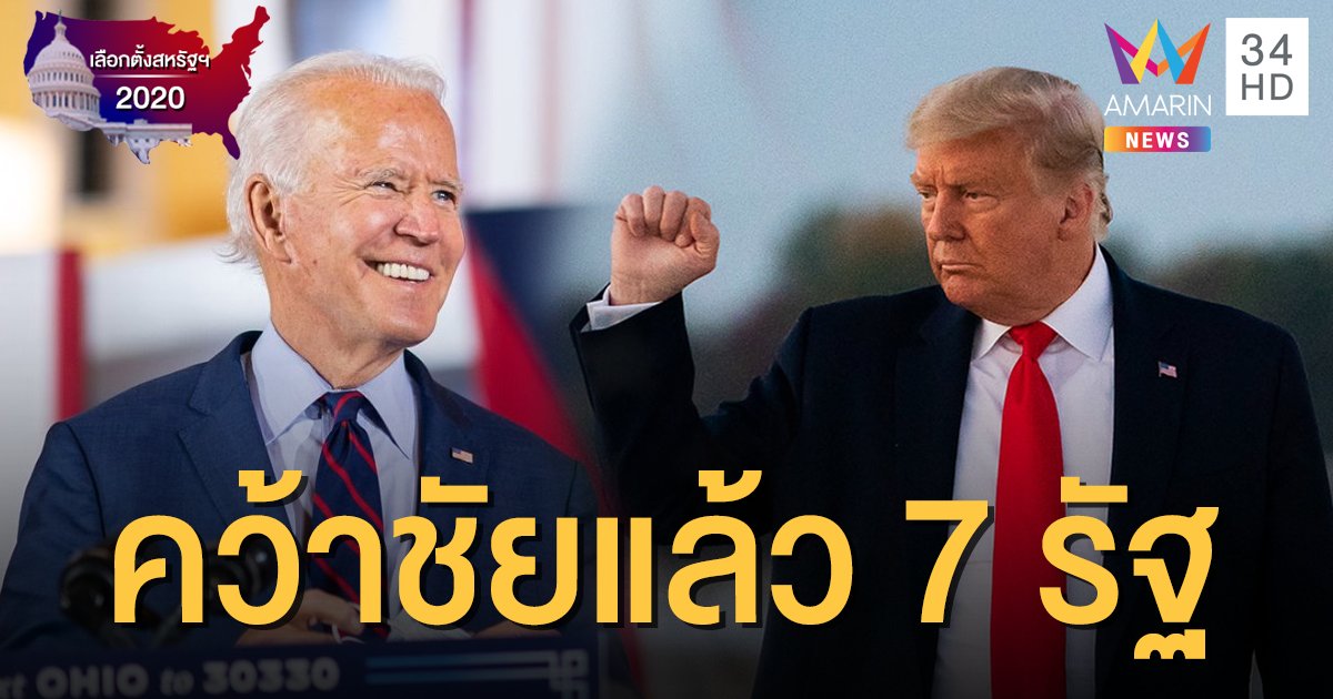 เกาะติดเลือกตั้งสหรัฐฯ2020: "ไบเดน-ทรัมป์" คว้าชัยแล้ว 7 รัฐเท่ากัน