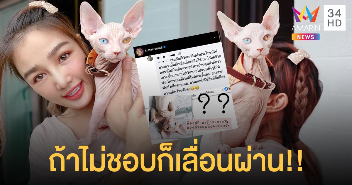“กระแต อาร์สยาม” ตอกกลับชาวเน็ต!! หลังถูกติงเรื่องซื้อแมวมาเลี้ยง! ลั่นไม่ชอบก็แค่เลื่อนผ่าน!!