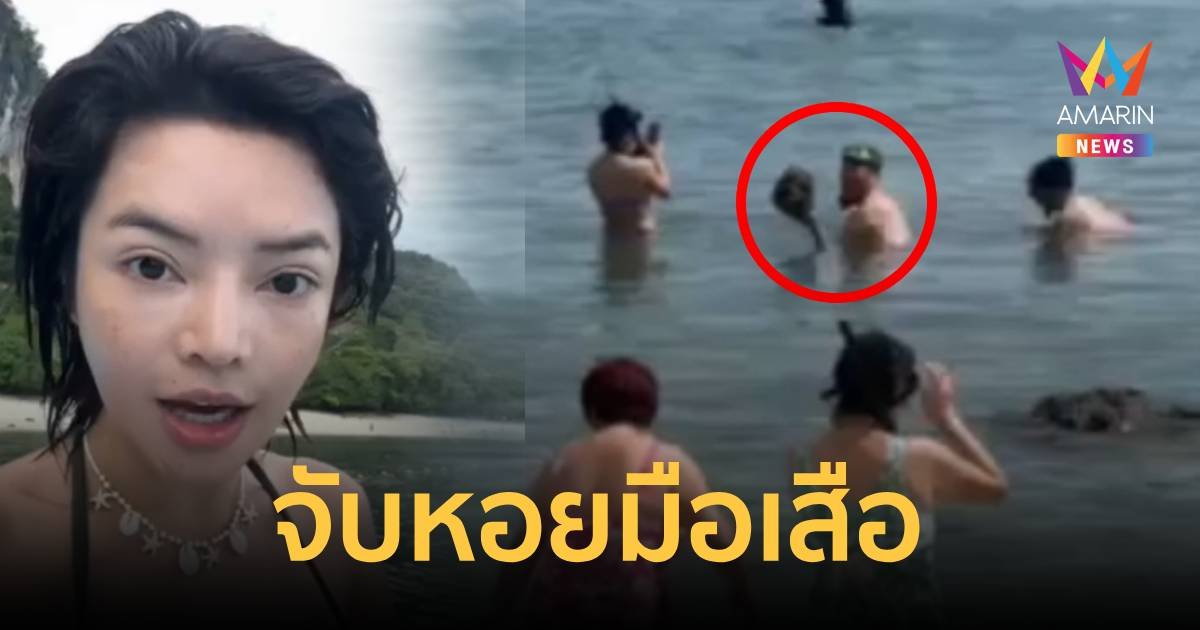 สะเทือนใจ! นักท่องเที่ยวจับหอยมือเสือขึ้นมา ที่เกาะห้อง
