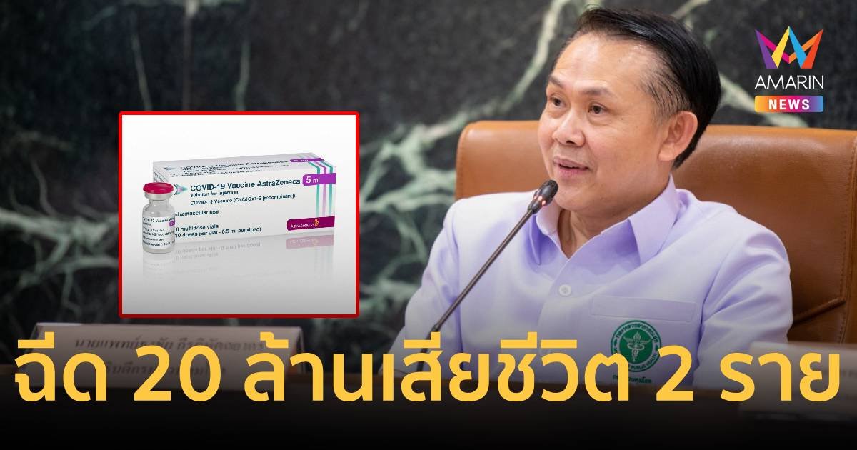 คนไทยฉีดวัคซีนแอสตร้าฯ 20 ล้านคน เกิดลิ่มเลือดอุดตัน 7 คน เสียชีวิต 2 คน