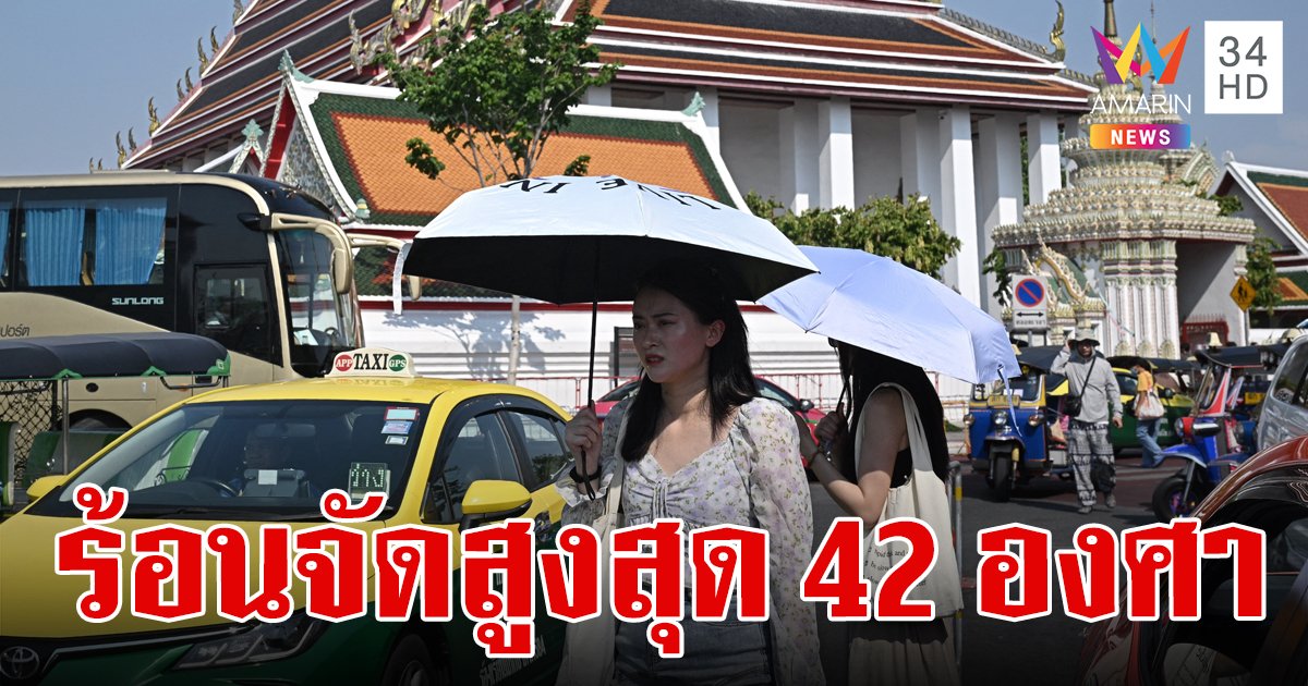 สภาพอากาศวันนี้ 2 เม.ย.67 ไทยอากาศร้อนถึงร้อนจัด เหนือ-กลาง แตะสูงสุด 42 องศาเซลเซียส