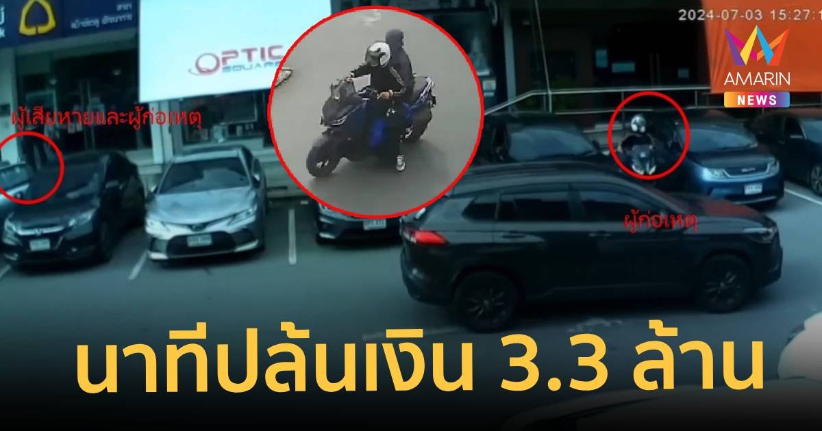 เปิดวงจรปิด นาที 2 คนร้าย ปล้นเงิน 3.3 ล้าน หนุ่มนามสกุลดัง