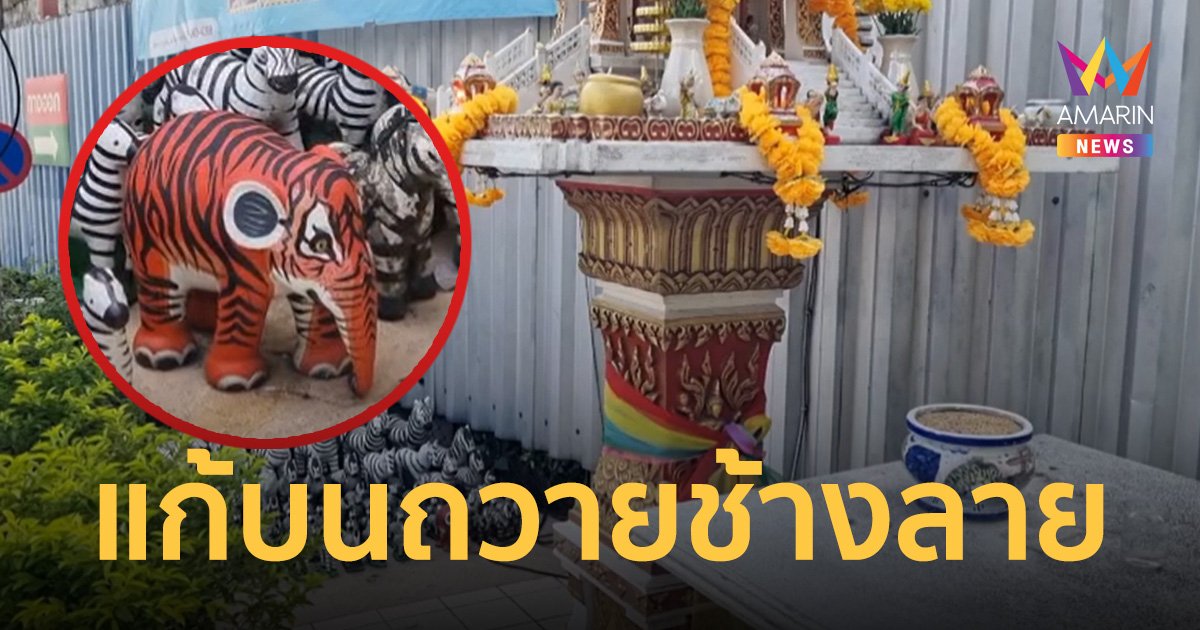 ศาลพระภูมิเจ้าที่ถึงกับมึน!! หลังเจอคนแก้บนย้อมช้างมาถวายแทนม้าลาย