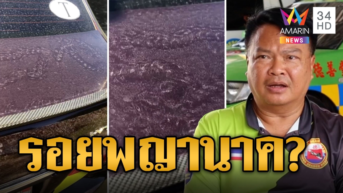 รอยประหลาดโผล่หลังคารถ เชื่อเป็นรอยพญานาค