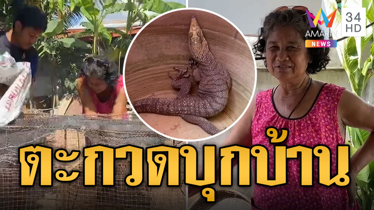 ป้ากรี๊ดลั่น ตะกวดบุกบ้าน เชื่อมาให้โชค
