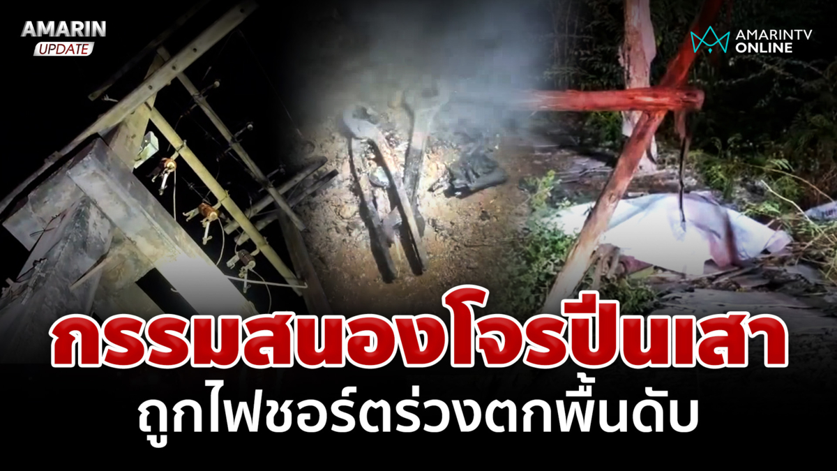 กรรมตามสนอง! โจรปีนเสาถูกไฟชอร์ตร่วงตกพื้นดับ