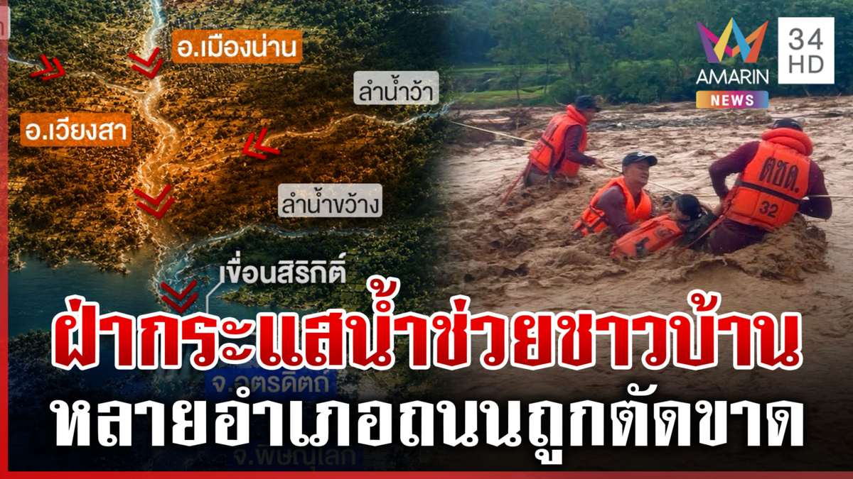เฝ้าระวังเส้นทางน้ำ 4 ระยะ เปิดภาพมุมสูงน่านจมบาดาล ฝนยังตกต่อเนื่อง