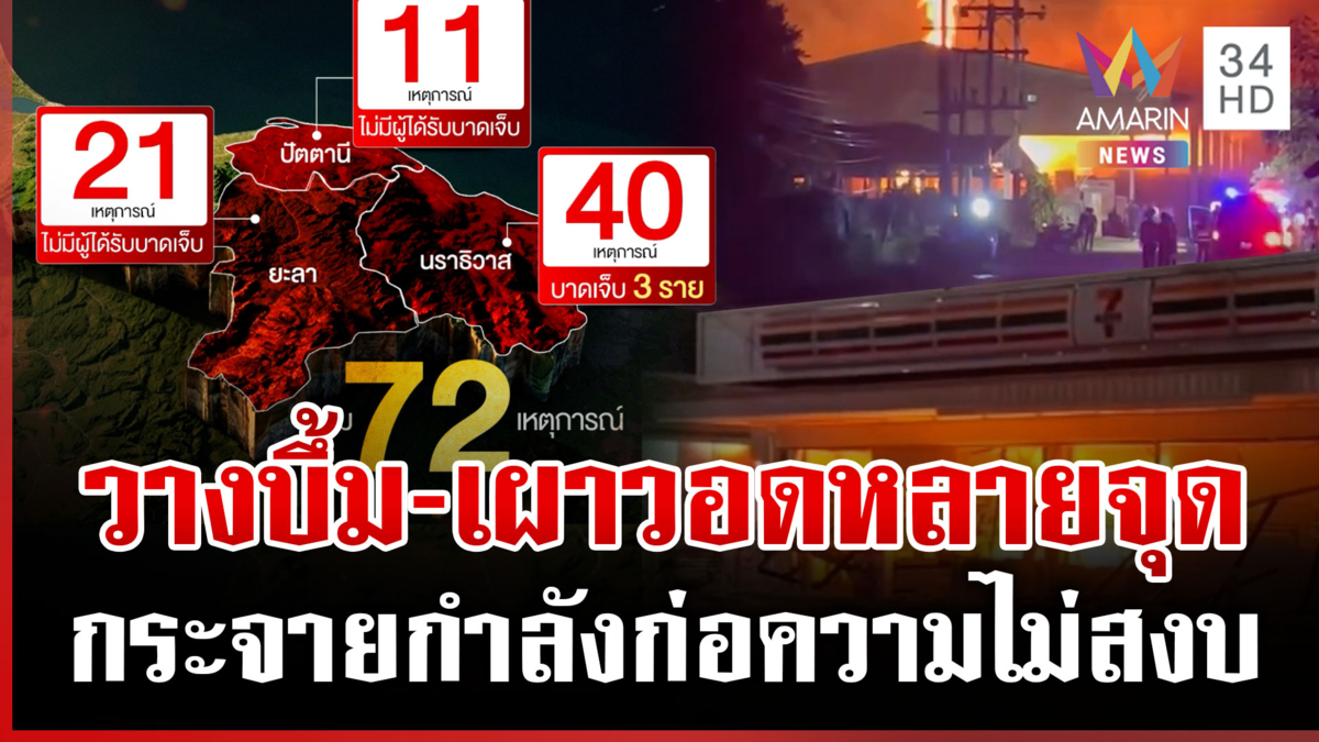 โจรใต้เหิมหนัก! คืนเดียวป่วน 72 จุด บึ้มร้านสะดวกซื้อ-เผาวอดหลายจุด
