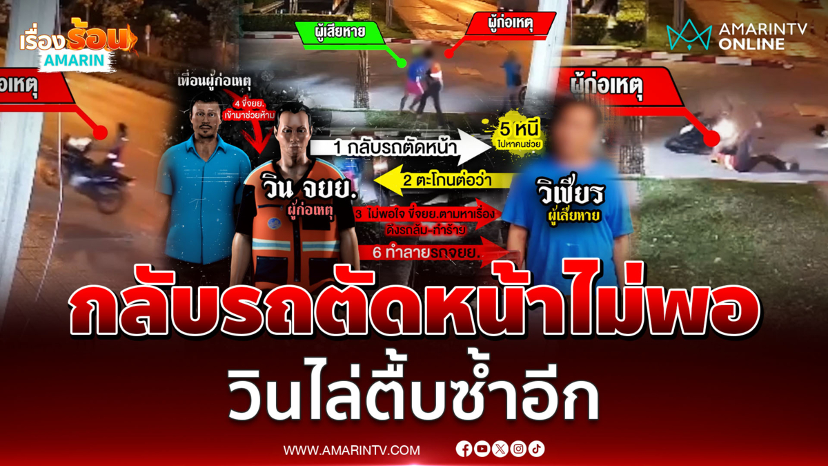 หนุ่มร้อง วินไล่ตื้บข้างถนน หลังถูกกลับรถตัดหน้า