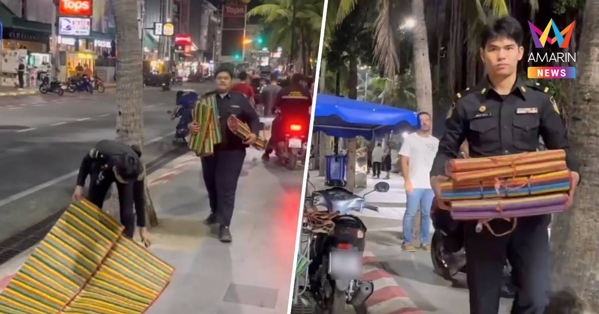 เทศกิจเอาจริง ลุยยึดเก้าอี้เสื่อชายหาดพัทยา กวาดของกลางเพียบ