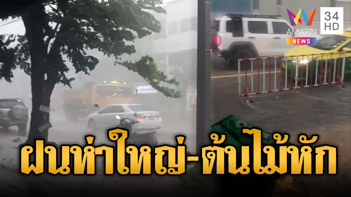 ฝนถล่ม กทม.ชุดใหญ่ ลมกระโชกต้นไม้หักโค่น-แผงกั้นปลิว