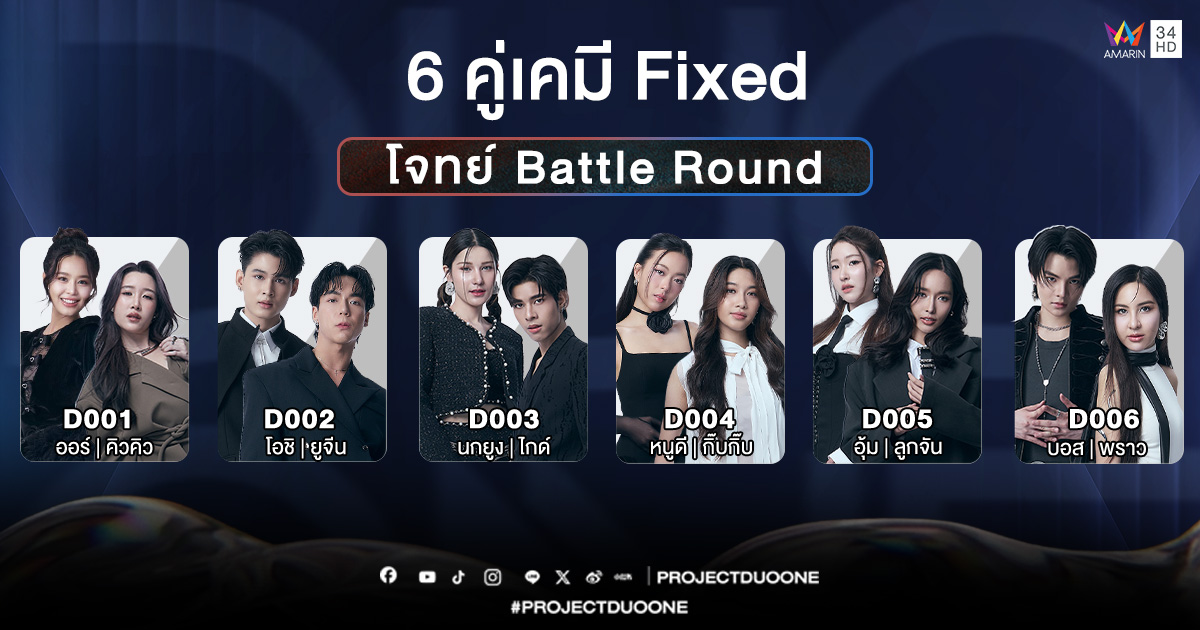 DUO ONE ประกาศ ‘6 คู่เคมี Fixed’ พร้อมเปิดโหวตหาแชมป์ดูโอคู่ใหม่