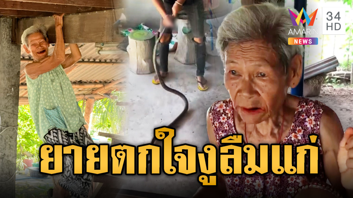 คุณยาย 80 ตกใจกลัวงู กระโดดเกาะขื่อบ้านนานเป็นนาที