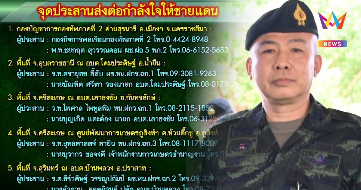 ทภ.2 ขอบคุณน้ำใจคนไทยส่งของอุปโภค-บริโภค ให้ทหารชายแดน