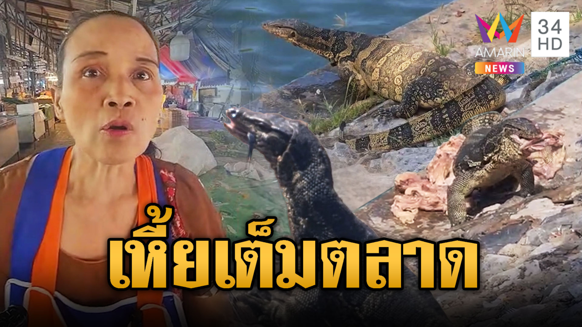 ชาวบ้านเดือดร้อนหนัก ตัวเหี้ยโผล่เต็มตลาดสด