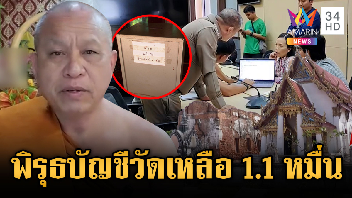 ตำรวจสอบพิรุธเส้นเงินวัดใหญ่จอมปราสาท เหลือเงินแค่ 1.1 หมื่น